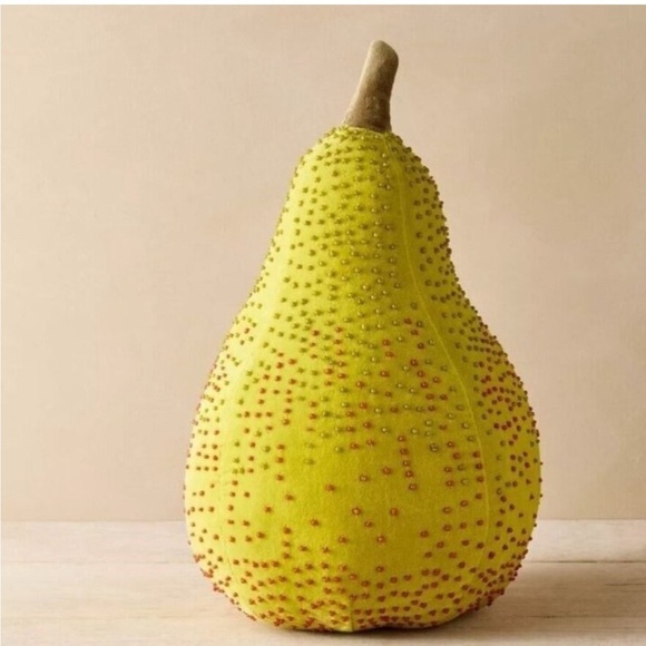 14"x8" Beaded Pear Novelty Plush Pillow Green - John Derian for Target NWT - Picture 1 of 3